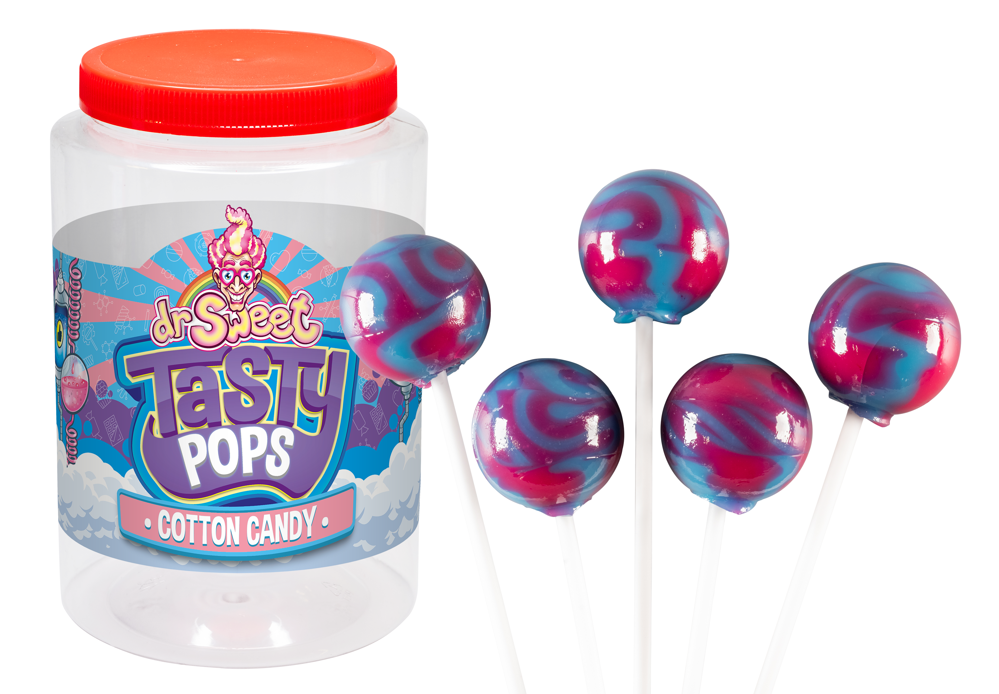 Dr. Sweet Tasty Pop zucchero filato 70 pezzi