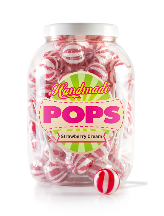 Ball Pop Strawberry Cream, ricarica barattolo - 70 Lecca-lecca
