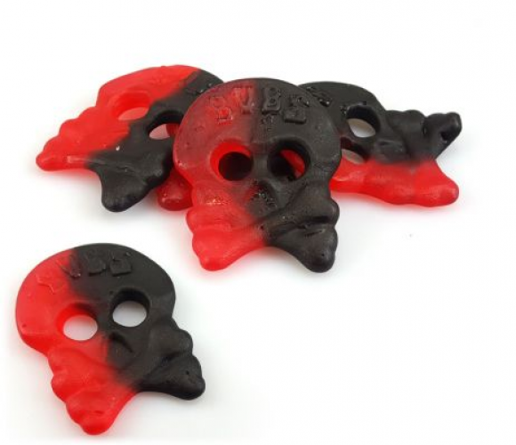 Bubs Raspberry Liquorice Skulls 250 grammi