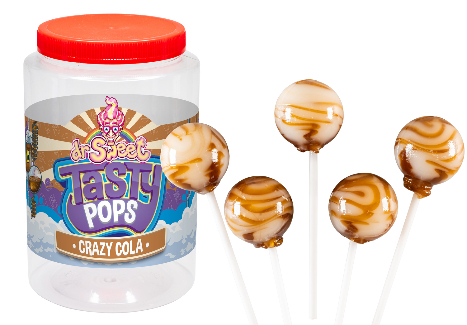 Dr. Sweet Tasty Pop Crazy Cola 70 pezzi
