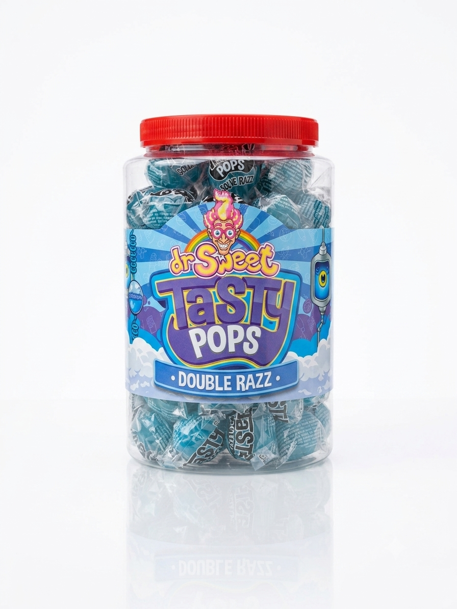 Dr. Sweet Tasty Pop Double Razz 70 pezzi
