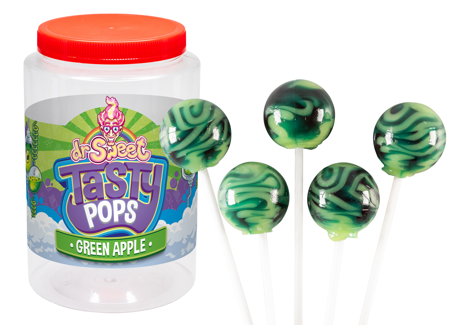 Dr. Sweet Tasty Pop Mela Verde 70 pezzi