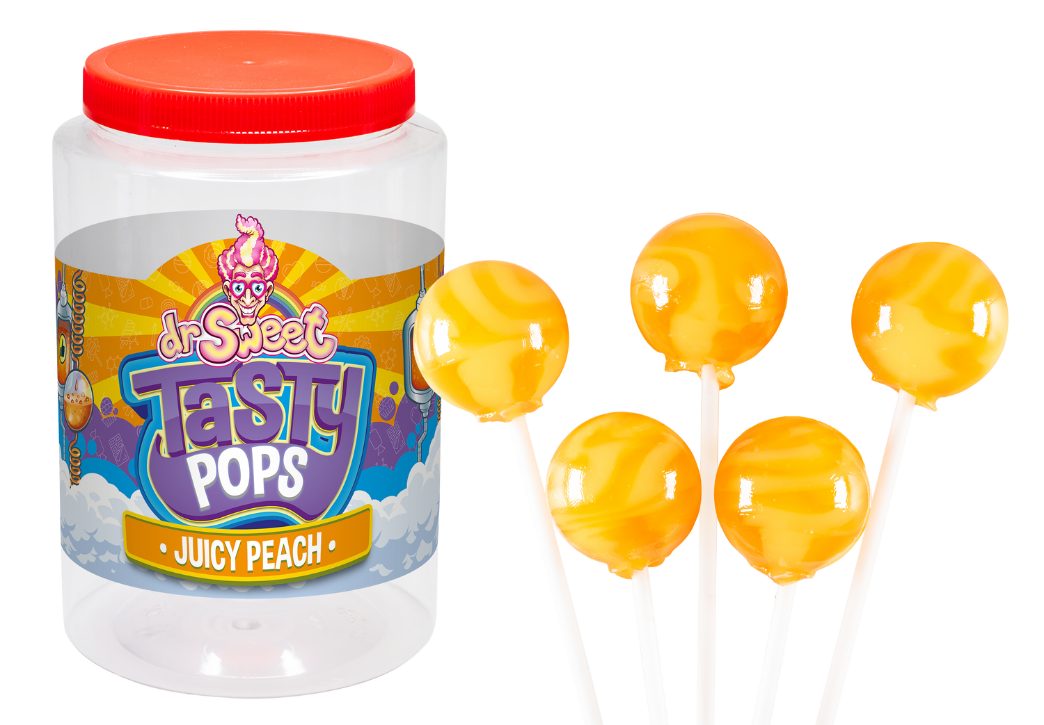 Dr. Sweet Tasty Pop Juicy Peach 70 pezzi